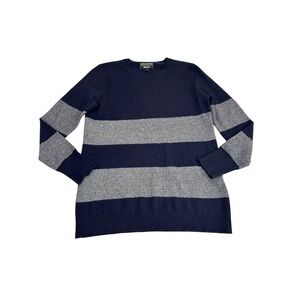 Banana Republic Merino Wool Cashmere Striped Sweater Navy Grey Small Filpucci